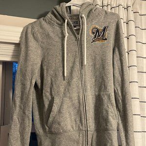 Pink Milwaukee Brewers Grey Medium Women's Hoodie